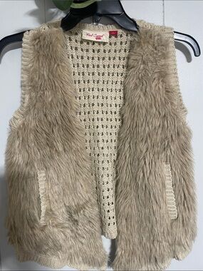 Red Camel Girls Tan Faux Fur Knit Vest
